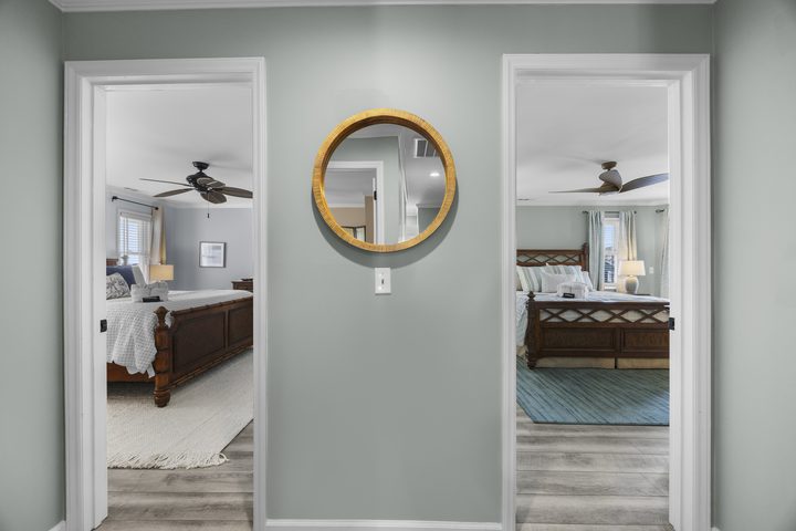 Hallway through the bedroom wing