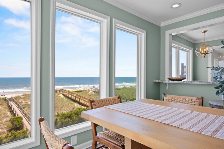 Dining window with ocean view beyond