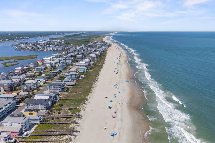 Aerial view of the Carolina Beach coastline